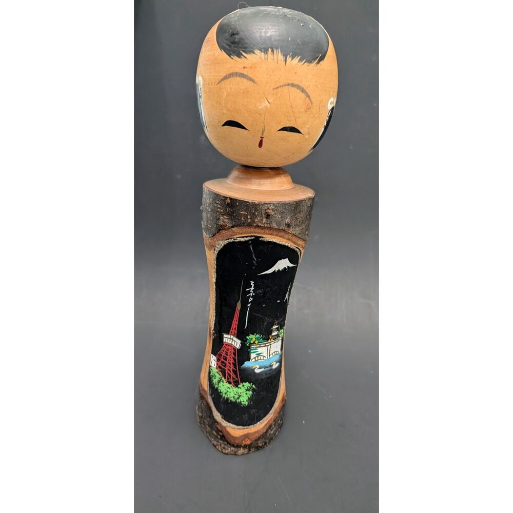 Japanese Kokeshi Wood Woman Doll Hand Carved Painted Folk Art Japan Vintage 12"